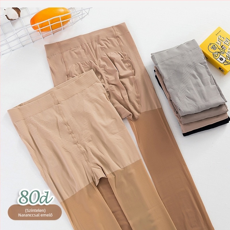 SK8357 Nagy méretű női harisnya, nylon 80D, csípőemelés, tavasz–ősz, átlátszó
