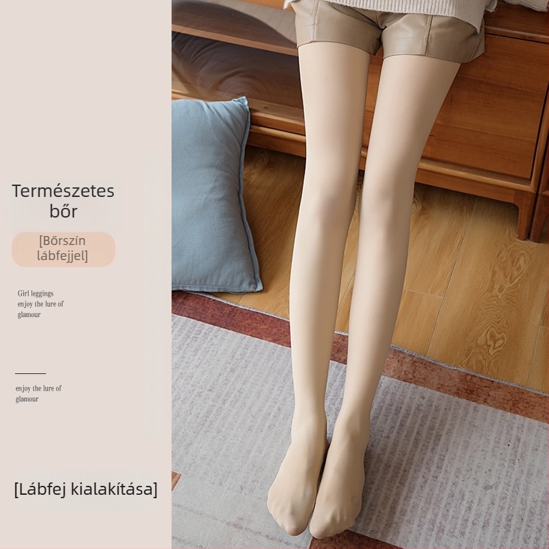 Női harisnyanadrág lábakat szabad lábak hatását idéző, tavasz-őszi stílus, nude szín, fényes felület, természetes bőrszín, plusz méret, őszi-téli szezonra