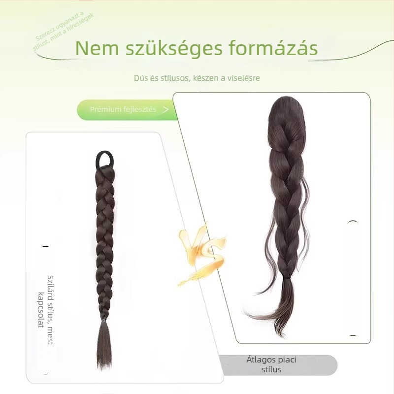 Póni farok fonott paróka: Fishtail és összetartó, hosszú haj; anyag: hőálló huzal; kivitel: mechanikus konstrukció; modell: farok; nem festhető vagy dauerolható