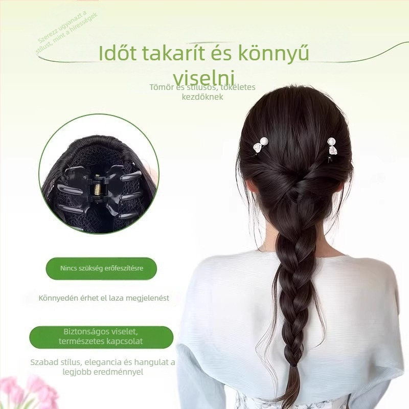Póni farok fonott paróka: Fishtail és összetartó, hosszú haj; anyag: hőálló huzal; kivitel: mechanikus konstrukció; modell: farok; nem festhető vagy dauerolható