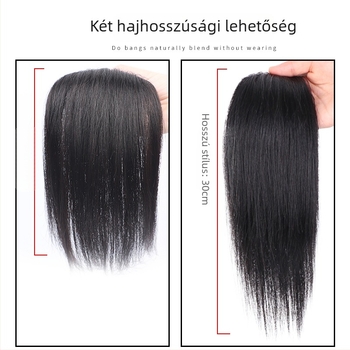 Férfi paróka lófarokkal, valódi emberi hajból, koreai stílus, hosszú hátsó rész, láthatatlan elülső vonal