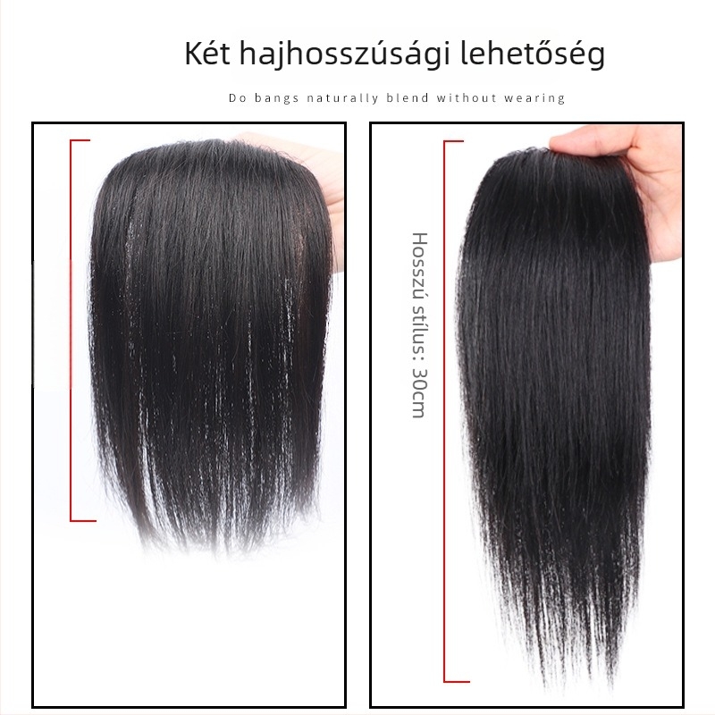 Férfi paróka lófarokkal, valódi emberi hajból, koreai stílus, hosszú hátsó rész, láthatatlan elülső vonal