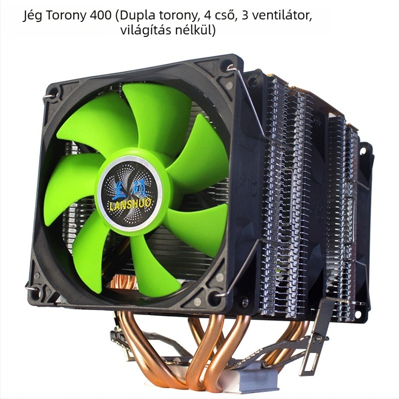 CPU hűtő Ice Tower 600, 6 réz hőcső, réz-alumínium kötés, hidraulikus csapágy, csendes működés, 2000 RPM