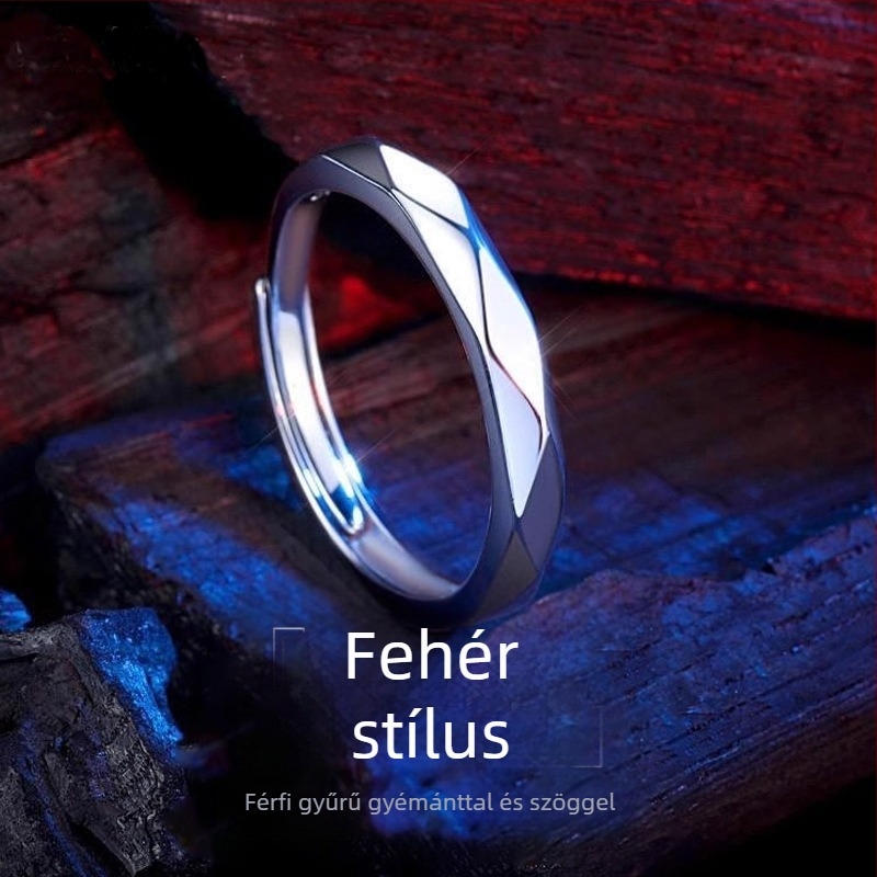 Férfi S925 ezüst gyűrű - minimalist dizájn, állítható, kör alakú formavilág, luxus megjelenés