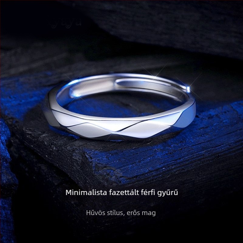 Férfi S925 ezüst gyűrű - minimalist dizájn, állítható, kör alakú formavilág, luxus megjelenés