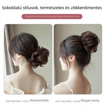 Valódi hajból készült copf: tekeredő tincsekkel körbetekert copf, női bolyhos hajkiegészítő
