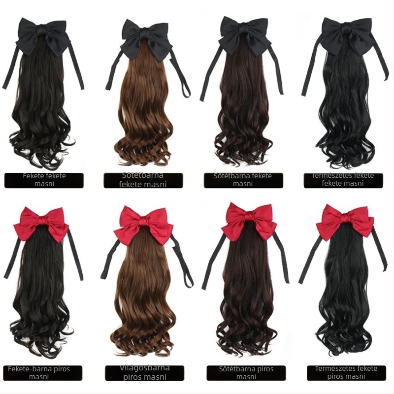 Ponytail paróka hosszú, göndör hajjal és nagy hullámokkal, modell Q46, hőálló rost, festés hő nélkül