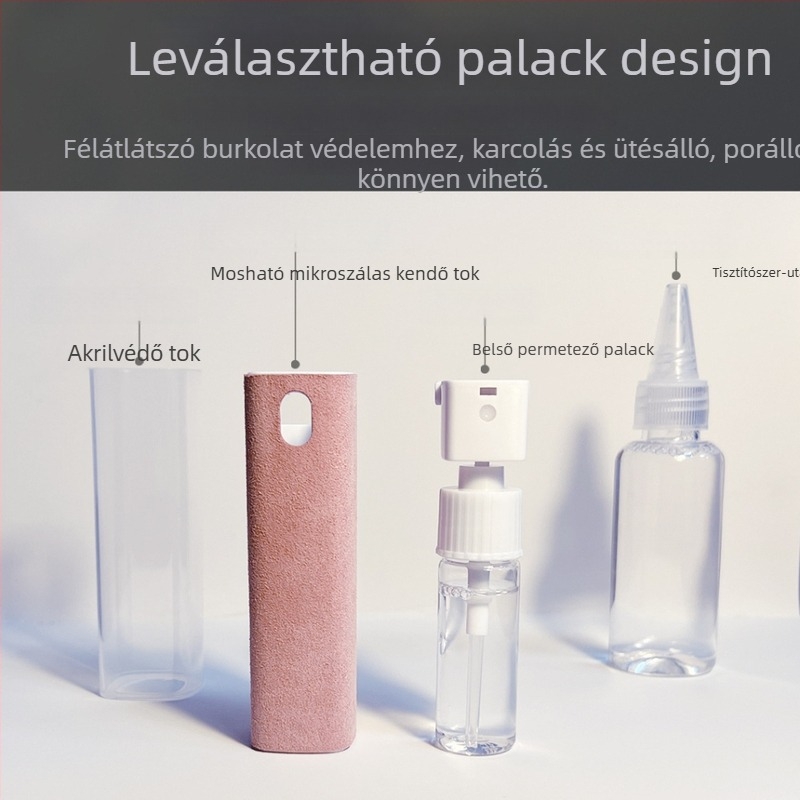 Hordozható képernyőtisztító készlet iPad/tablet és okostelefon képernyőkhöz — tartalmaz tisztító kendőt és spray-t; OEM-kész; magáncímke elérhető; logó nyomtatás elérhető