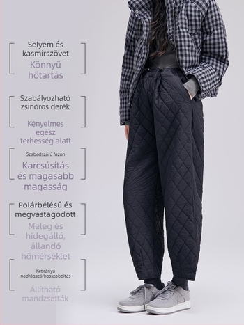 Kismama széles lábú téli nadrág, vastag anyag, magas derék, nejlon anyag, húzózsinór a pocak támogatásáért, hosszú sportnadrág