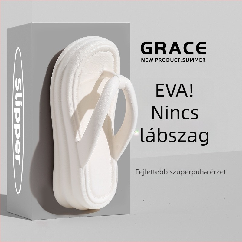 Női vastag talpú flip-flopok, EVA felsőrész és EVA talp, chevron mintás lábujjdesign, koreai stílus, nyár 2024