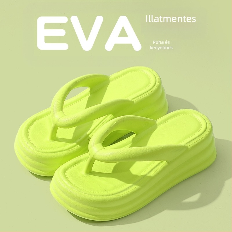 Női vastag talpú flip-flopok, EVA felsőrész és EVA talp, chevron mintás lábujjdesign, koreai stílus, nyár 2024