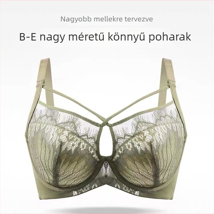 Csipkés Push-Up melltartó készlet, kosár 3/4, formázott kosár, felső vékony és alsó vastag rész, puha acélgyűrű, rögzített vállpántok