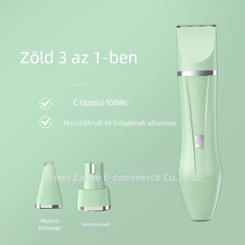 4 az 1-ben elektromos kisállat-trimmer macskáknak és kutyáknak, szőr vágás, körömreszelő, mosóható