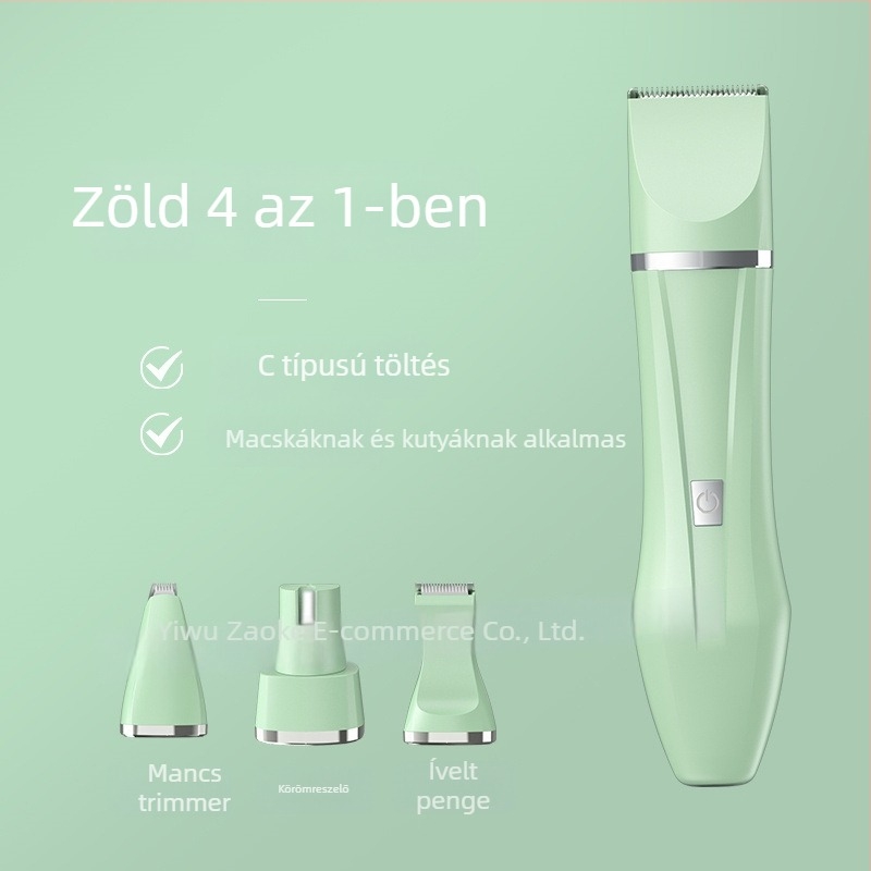 4 az 1-ben elektromos kisállat-trimmer macskáknak és kutyáknak, szőr vágás, körömreszelő, mosóható