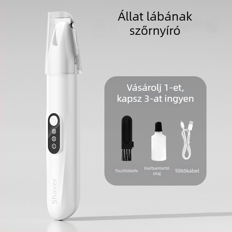 Háziállatok szőrzetvágója széles pengével, újratölthető, csendes működés, macskáknak és kutyáknak, modell H8