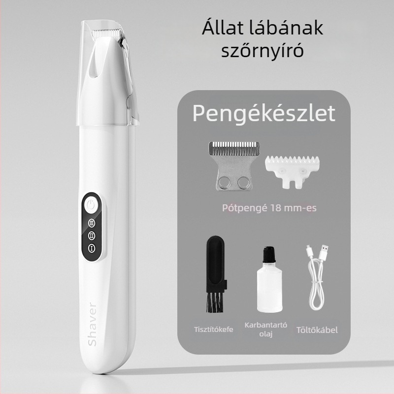 Háziállatok szőrzetvágója széles pengével, újratölthető, csendes működés, macskáknak és kutyáknak, modell H8