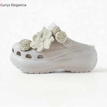 Crocs-stílusú papucs, EVA felső rész és talp, 6 cm vastag talp, csúszásmentes, kétirányú viselés