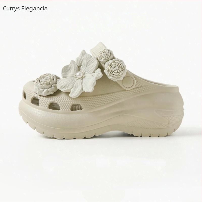 Crocs-stílusú papucs, EVA felső rész és talp, 6 cm vastag talp, csúszásmentes, kétirányú viselés