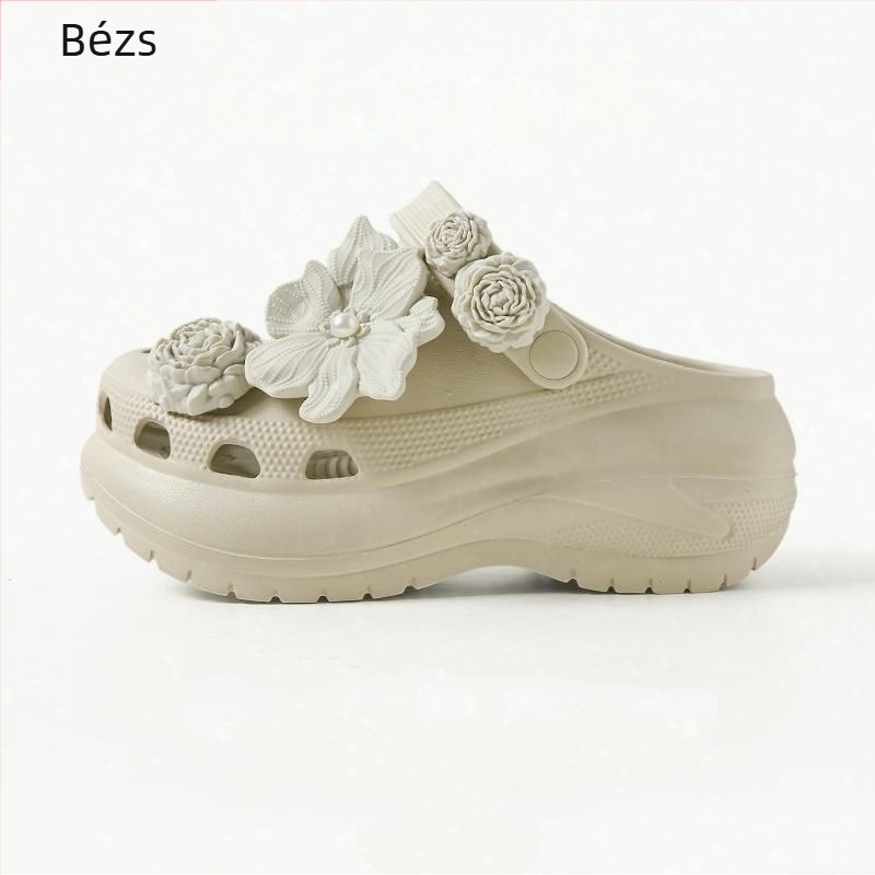Crocs-stílusú papucs, EVA felső rész és talp, 6 cm vastag talp, csúszásmentes, kétirányú viselés