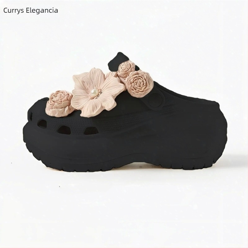Crocs-stílusú papucs, EVA felső rész és talp, 6 cm vastag talp, csúszásmentes, kétirányú viselés