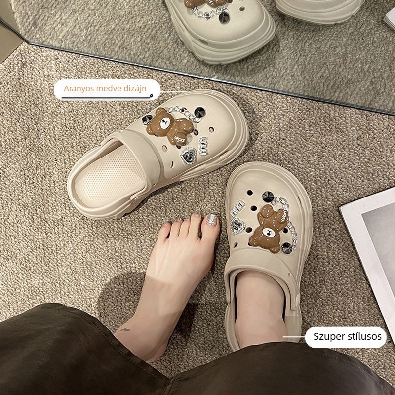 Női Crocs-stílusú rajzfilm mintájú papucsok, nyár, csúszásmentes és szagtalan, hétköznapi és aranyos