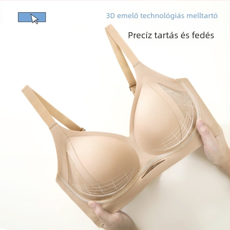 Varrat nélküli nude színű melltartó felhúzó támogatással, 3/4 kosár, acél merevítő nélkül