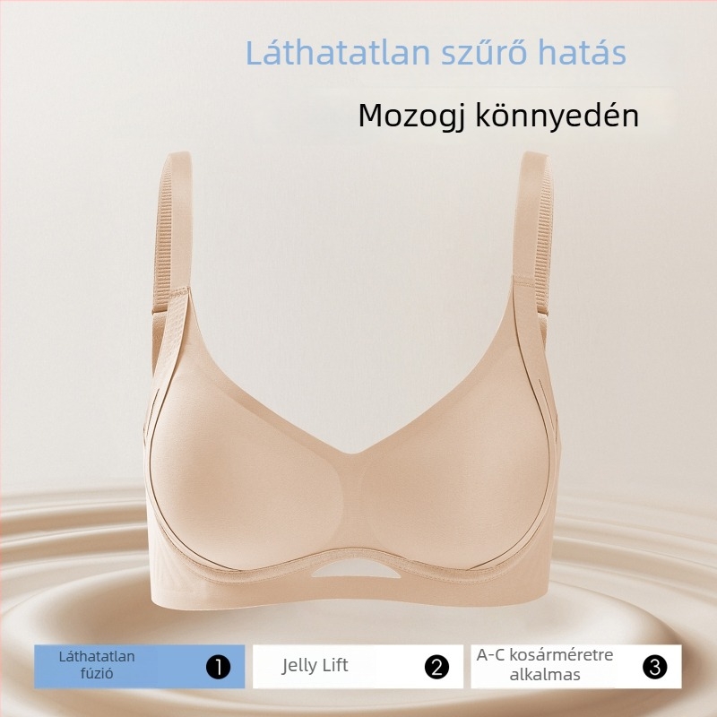 Varrat nélküli nude színű melltartó felhúzó támogatással, 3/4 kosár, acél merevítő nélkül