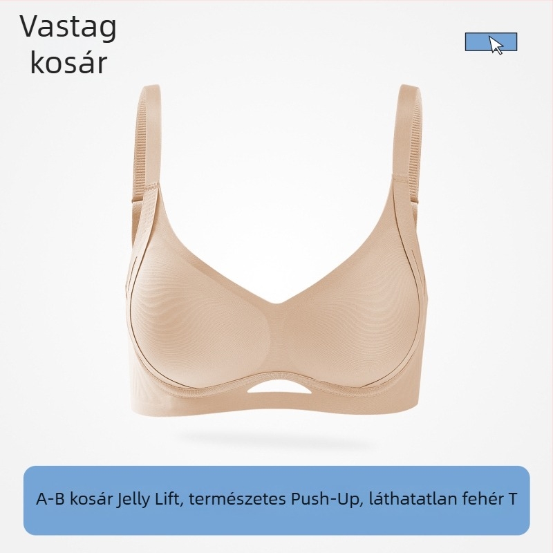 Varrat nélküli nude színű melltartó felhúzó támogatással, 3/4 kosár, acél merevítő nélkül