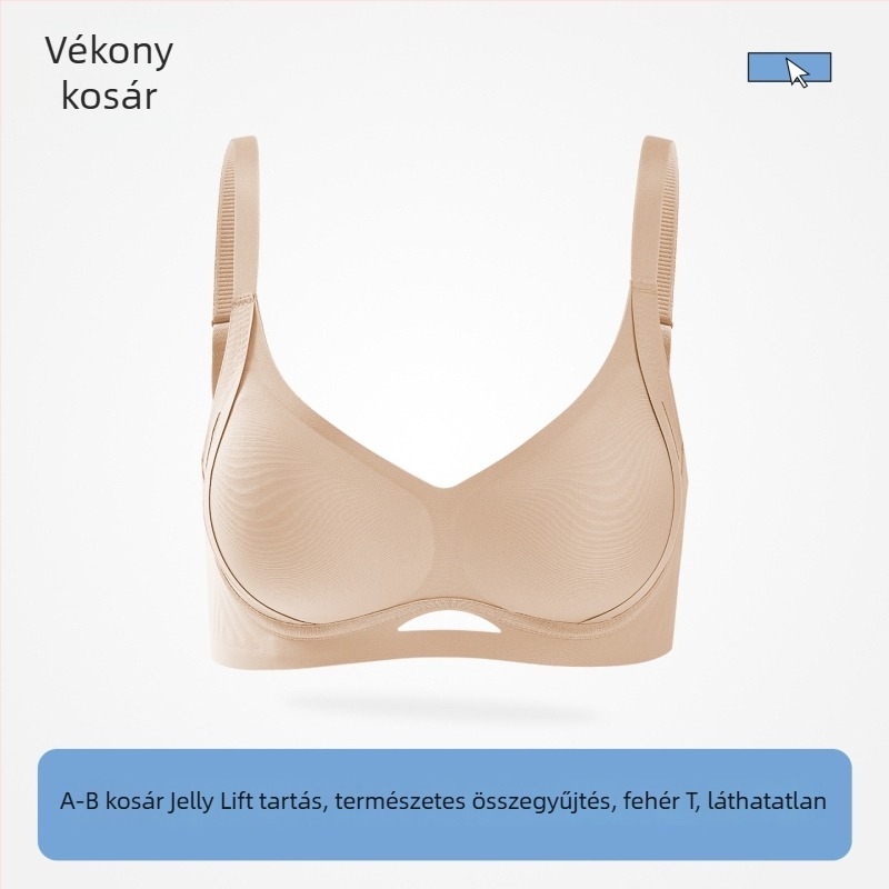 Varrat nélküli nude színű melltartó felhúzó támogatással, 3/4 kosár, acél merevítő nélkül