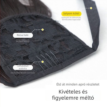 Strap-On göndör hamis póthaj paróka — hőálló huzalból készült haj, mechanizmusos rögzítés, univerzális illeszkedés