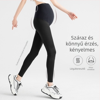 Várandós nőknek készült karcsúsított, vékony, teljes hosszúságú jóga nadrág — Nylon 70–80% és Spandex <30%, Slim Fit