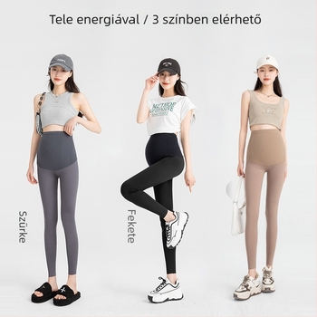 Várandós nőknek készült karcsúsított, vékony, teljes hosszúságú jóga nadrág — Nylon 70–80% és Spandex <30%, Slim Fit