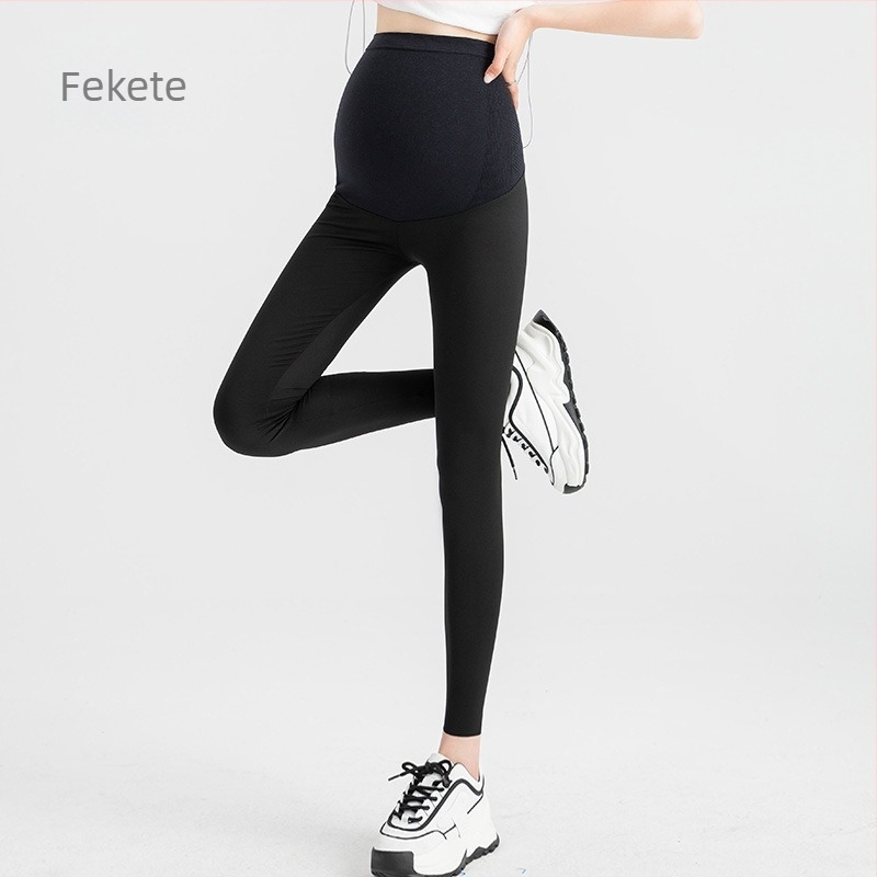 Várandós nőknek készült karcsúsított, vékony, teljes hosszúságú jóga nadrág — Nylon 70–80% és Spandex <30%, Slim Fit