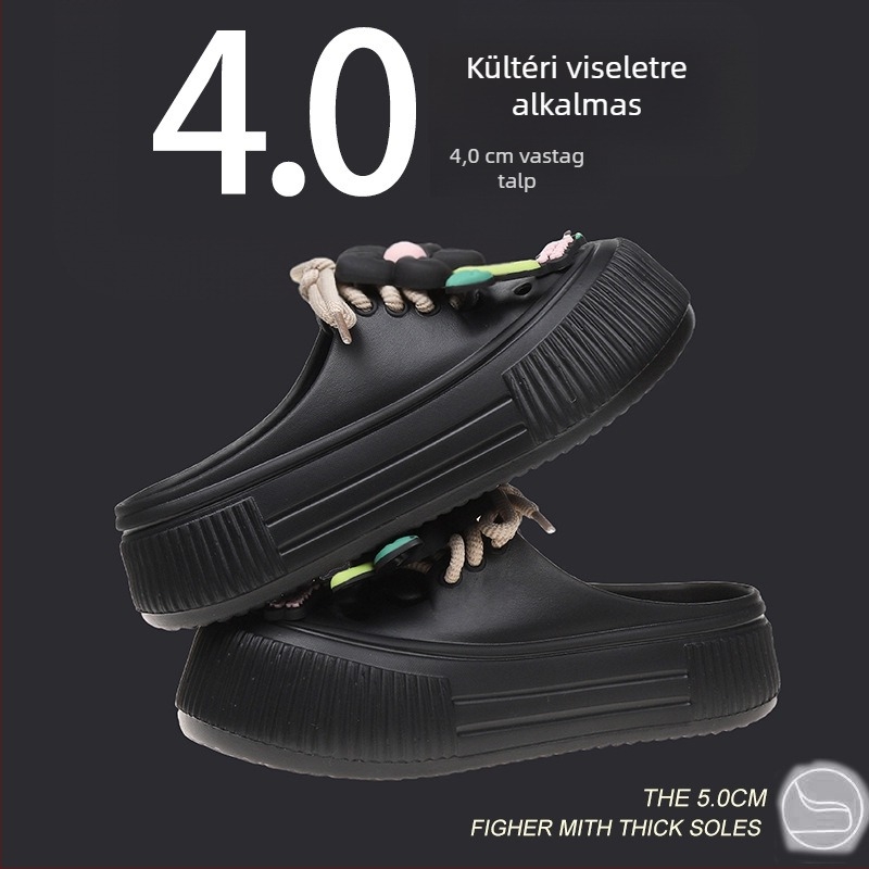 Női lyukacsos cipő, nyári slip-on, EVA felsőrész és talp, csúszásmentes vastag talp, Injection Molding technológia