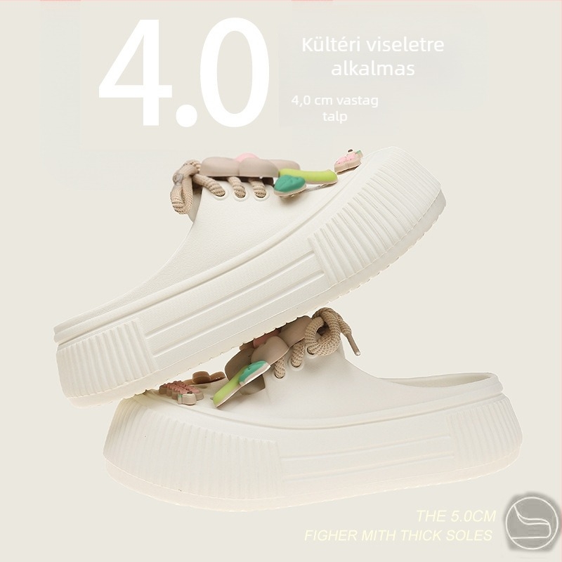 Női lyukacsos cipő, nyári slip-on, EVA felsőrész és talp, csúszásmentes vastag talp, Injection Molding technológia