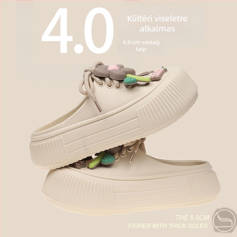 Női lyukacsos cipő, nyári slip-on, EVA felsőrész és talp, csúszásmentes vastag talp, Injection Molding technológia