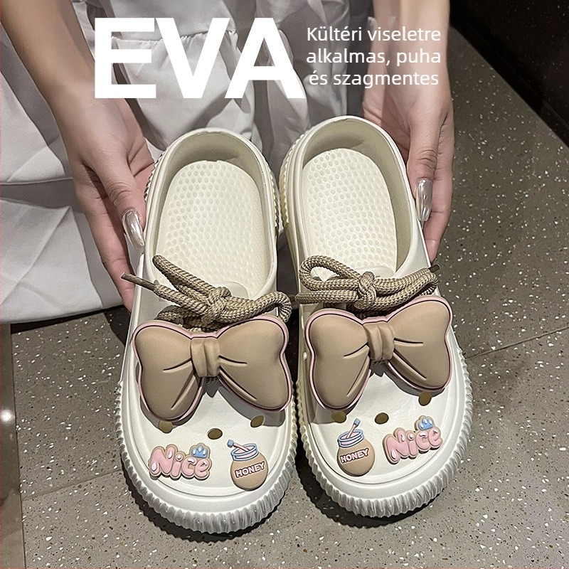 Női lyukacsos cipő, nyári slip-on, EVA felsőrész és talp, csúszásmentes vastag talp, Injection Molding technológia