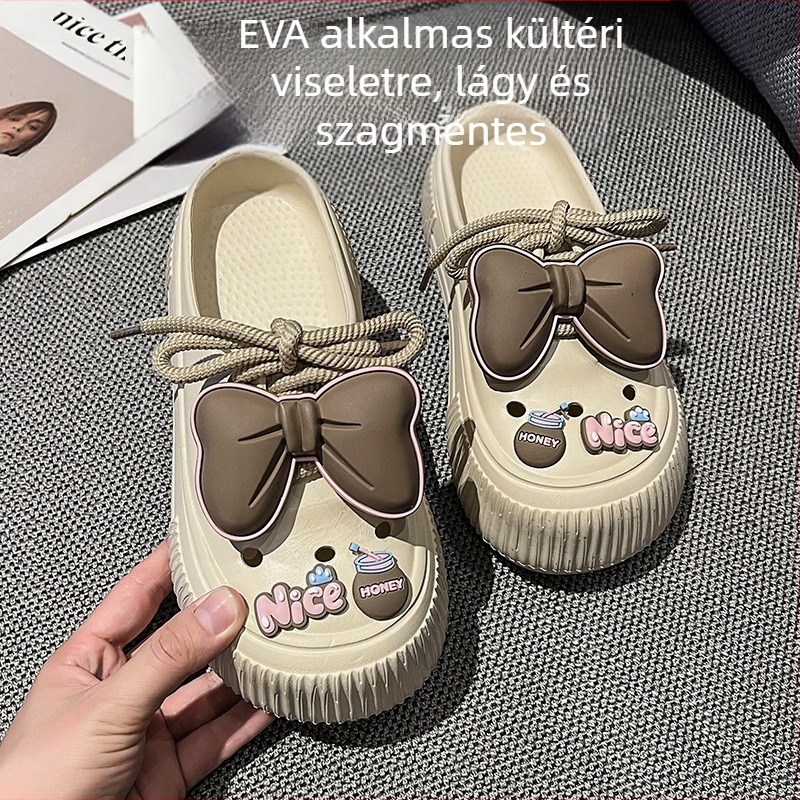 Női lyukacsos cipő, nyári slip-on, EVA felsőrész és talp, csúszásmentes vastag talp, Injection Molding technológia