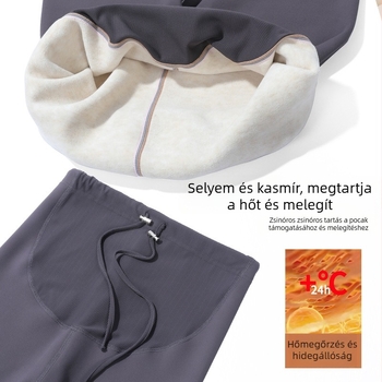 Kismama meleg leggings fleece belsővel - vastag anyag, Sharkskin nylon 70–80%, spandex <30%, magas elasztikusság, 9/10 hossz