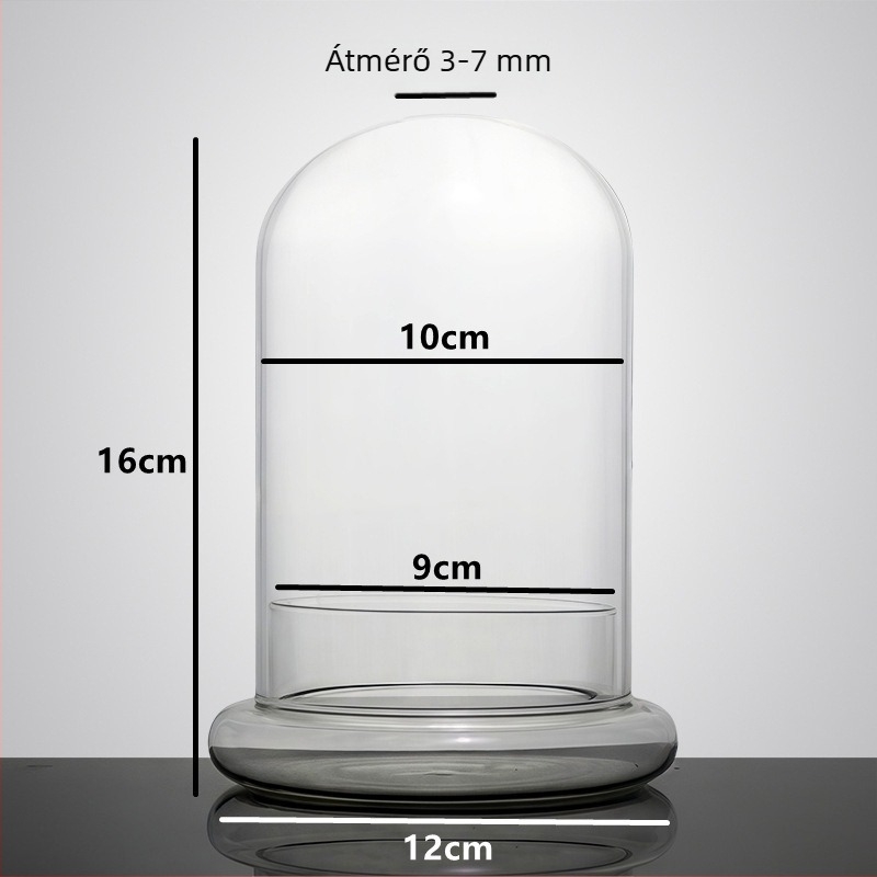 Üvegből készült kupol alap örökvirágokhoz – mikro táj mohával és növényekkel, fújt üveg, új kínai stílus, termékkód 514555