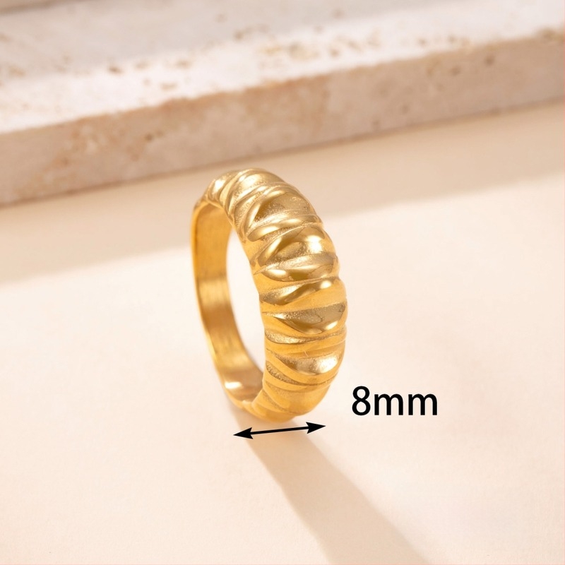 Rozsdamentes acél gyűrű, geometriai dizájn, elektroplakálás, retro stílus