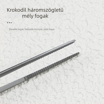 Rozsdamentes acél fül tisztító csipesz fegyveralakú könyökv design-nal, csúszásmentes fogantyúval és fogazott véggel — fülzsír és idegen tárgyak eltávolítására, Little Plum