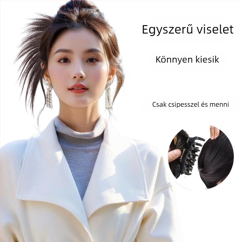 Lófarok paróka, copf-stílus, volumen növelő, koreai tollas csipesz-stílus, modell S5255, anyag: hőálló rostok, nem festhető vagy göndöríthető
