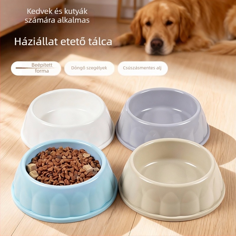 Műanyag tál macskáknak és kutyáknak, kör alakú, nem automata etetés, 1 darabos csomag
