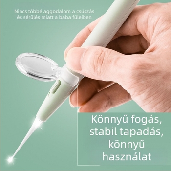 Fénylő gyerek fülkanál LED-fénnyel, látható és levehető fül tisztító eszköz
