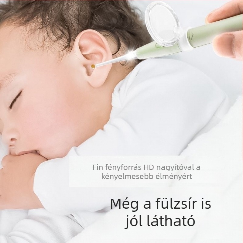 Fénylő gyerek fülkanál LED-fénnyel, látható és levehető fül tisztító eszköz