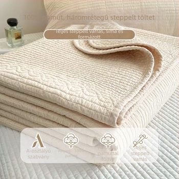 Kétoldalas, 100% pamut ágytakaró tatami-stílusú csúszásmentes felülettel, egyszínű