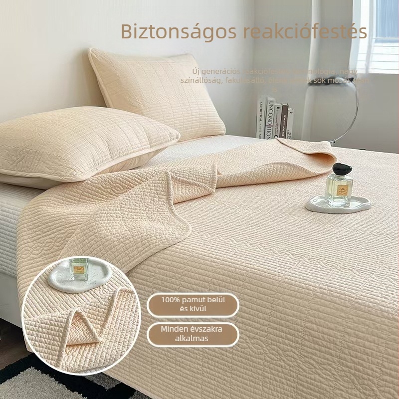 Kétoldalas, 100% pamut ágytakaró tatami-stílusú csúszásmentes felülettel, egyszínű
