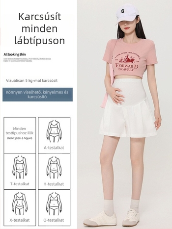 Kismama capri nadrág nyárra – könnyű anyag, nagy méret, has támasz, laza szabás, széles szárú