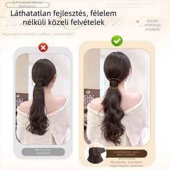 Női alacsony copfos paróka fonatokkal, Velcro-s önhajtó fonatok, szintetikus copf haj, természetes dús megjelenés, magas koronával